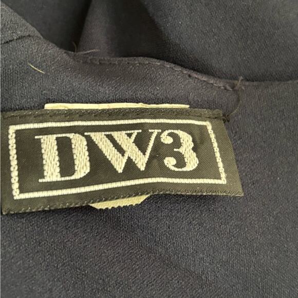 Vintage 80s DW3 Navy Drapped Cocktail Disco Dress size 6 - Picture 5 of 7